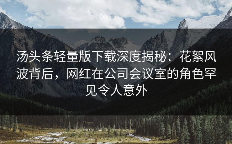 汤头条轻量版下载深度揭秘：花絮风波背后，网红在公司会议室的角色罕见令人意外