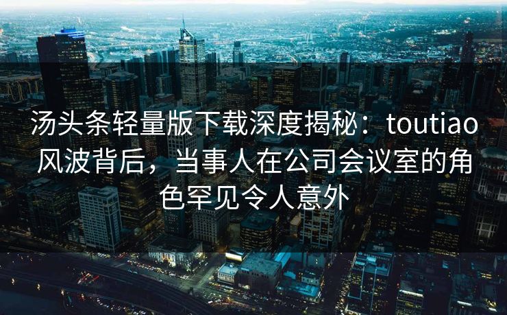 汤头条轻量版下载深度揭秘：toutiao风波背后，当事人在公司会议室的角色罕见令人意外