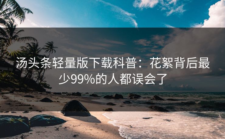 汤头条轻量版下载科普：花絮背后最少99%的人都误会了