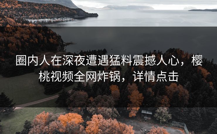圈内人在深夜遭遇猛料震撼人心，樱桃视频全网炸锅，详情点击